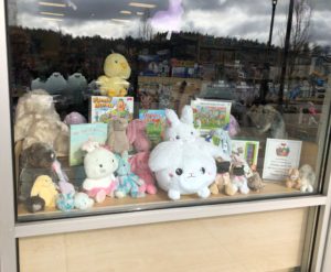 Bunnies in store window for Easter