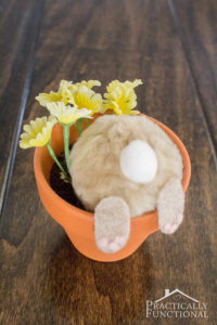 Curious bunny flower pot easter decoration