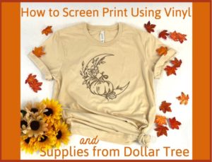 Screen printed t shirt made from supplies from Dollar Tree