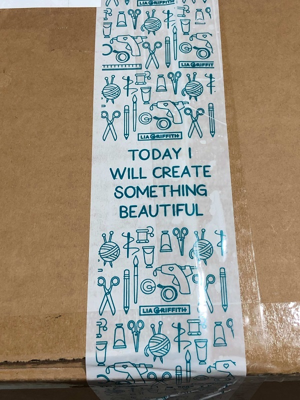 Packing tape that says Today I will create something beautiful