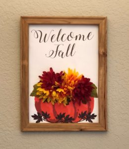 Welcome Fall embellished reverse canvas finished project