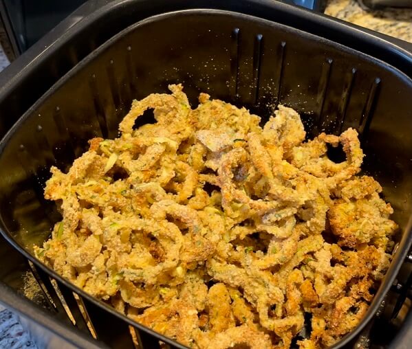 Breaded Zucchini Curly Fries Cooked in an air fryer