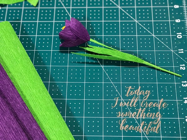 Handmade purple crepe paper Crocus flower